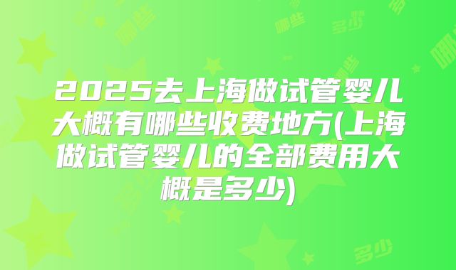 2025去上海做试管婴儿大概有哪些收费地方(上海做试管婴儿的全部费用大概是多少)