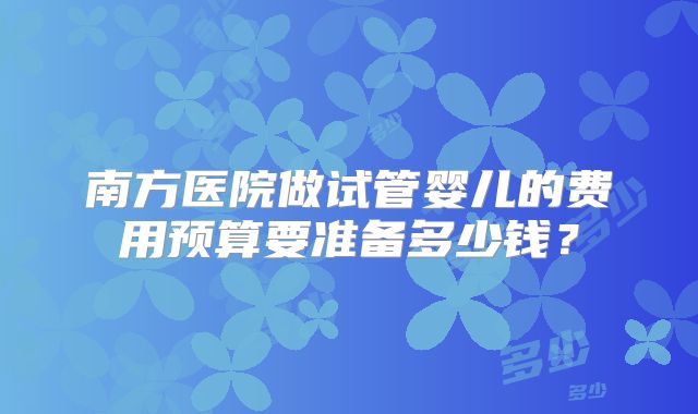南方医院做试管婴儿的费用预算要准备多少钱？