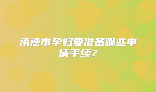 承德市孕妇要准备哪些申请手续？