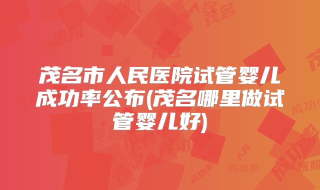 茂名市人民医院试管婴儿成功率公布(茂名哪里做试管婴儿好)