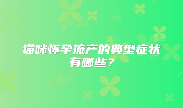 猫咪怀孕流产的典型症状有哪些？