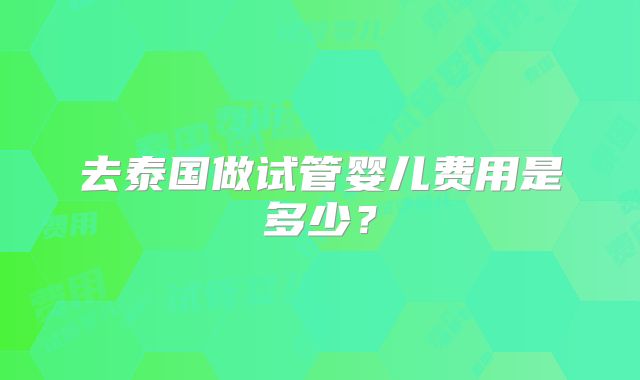 去泰国做试管婴儿费用是多少？