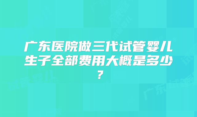 广东医院做三代试管婴儿生子全部费用大概是多少？