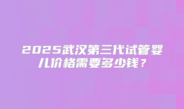 2025武汉第三代试管婴儿价格需要多少钱？