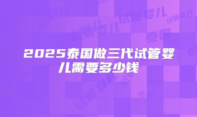 2025泰国做三代试管婴儿需要多少钱
