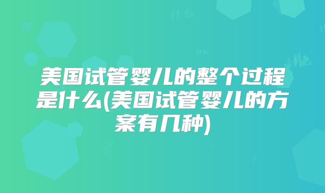 美国试管婴儿的整个过程是什么(美国试管婴儿的方案有几种)