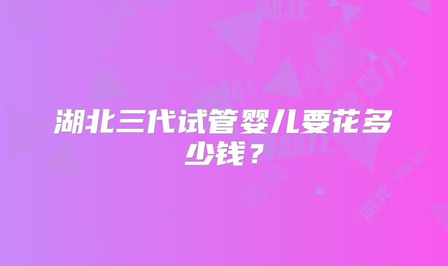 湖北三代试管婴儿要花多少钱？