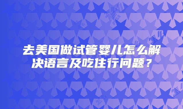 去美国做试管婴儿怎么解决语言及吃住行问题?