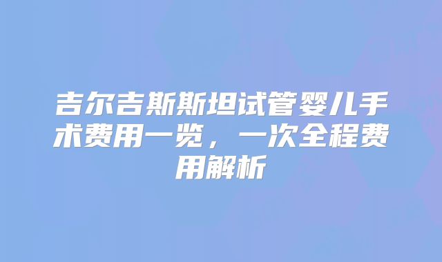 吉尔吉斯斯坦试管婴儿手术费用一览，一次全程费用解析