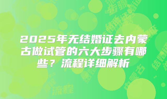 2025年无结婚证去内蒙古做试管的六大步骤有哪些?流程详细解析