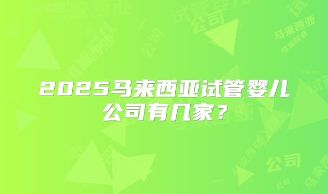 2025马来西亚试管婴儿公司有几家？