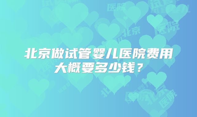 北京做试管婴儿医院费用大概要多少钱？