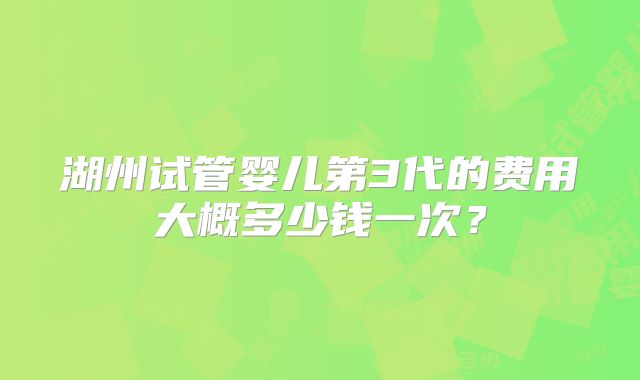 湖州试管婴儿第3代的费用大概多少钱一次？