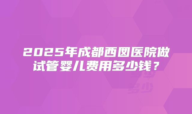 2025年成都西囡医院做试管婴儿费用多少钱？