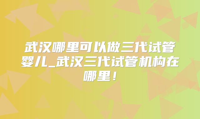 武汉哪里可以做三代试管婴儿_武汉三代试管机构在哪里！