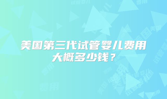 美国第三代试管婴儿费用大概多少钱？