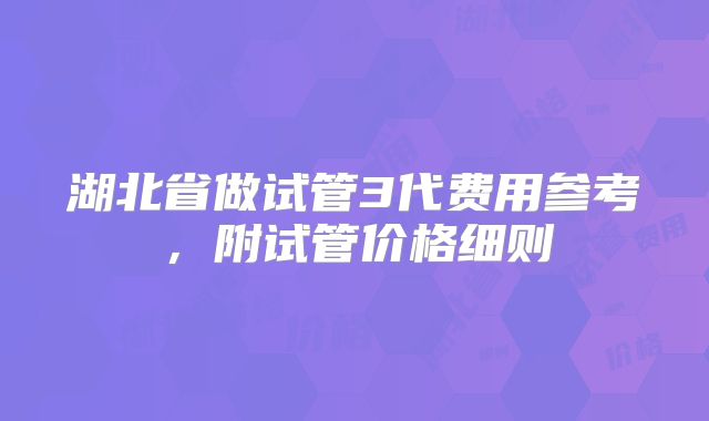 湖北省做试管3代费用参考，附试管价格细则
