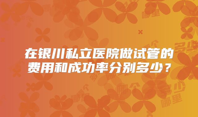 在银川私立医院做试管的费用和成功率分别多少？