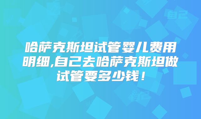 哈萨克斯坦试管婴儿费用明细,自己去哈萨克斯坦做试管要多少钱！