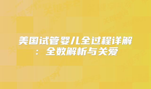 美国试管婴儿全过程详解：全数解析与关爱