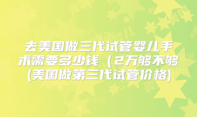 去美国做三代试管婴儿手术需要多少钱（2万够不够(美国做第三代试管价格)