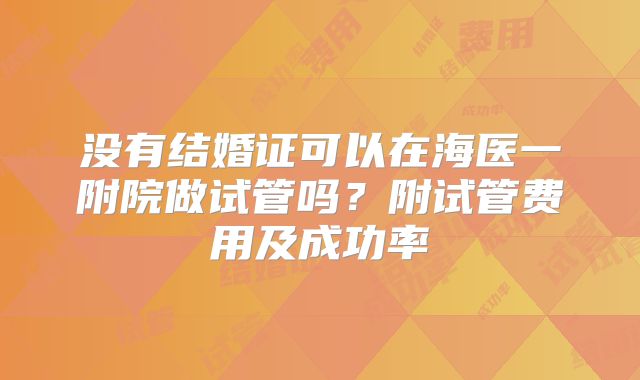 没有结婚证可以在海医一附院做试管吗?附试管费用及成功率