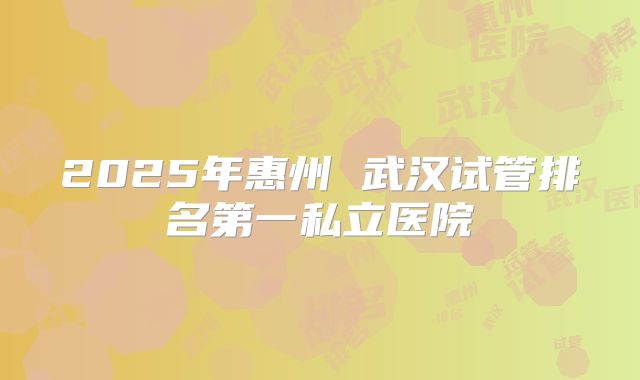 2025年惠州 武汉试管排名第一私立医院