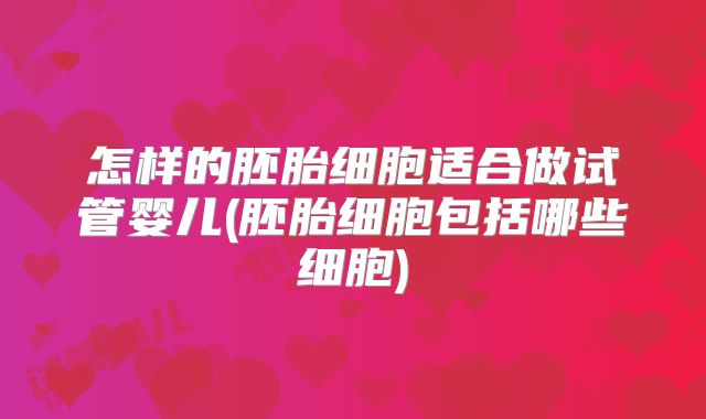 怎样的胚胎细胞适合做试管婴儿(胚胎细胞包括哪些细胞)
