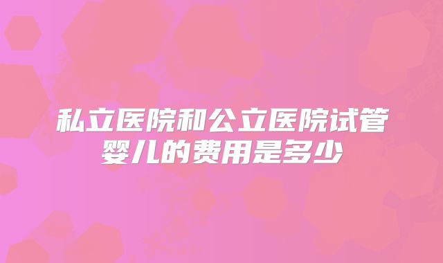 私立医院和公立医院试管婴儿的费用是多少