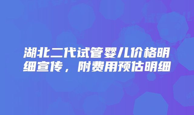 湖北二代试管婴儿价格明细宣传，附费用预估明细