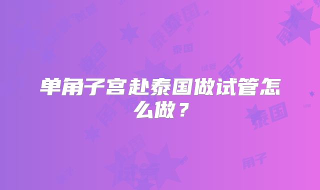 单角子宫赴泰国做试管怎么做？
