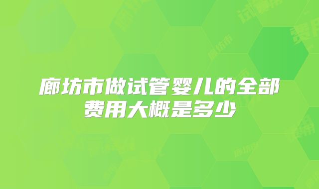 廊坊市做试管婴儿的全部费用大概是多少