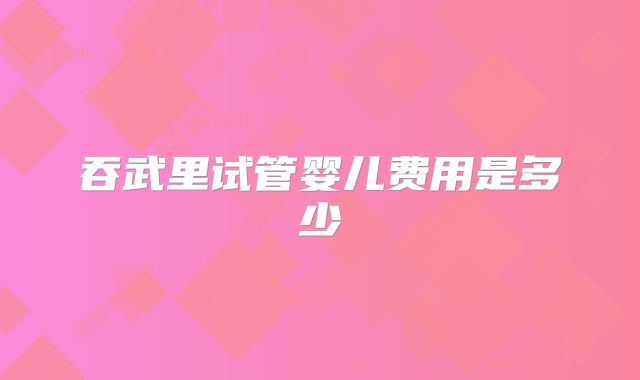 吞武里试管婴儿费用是多少