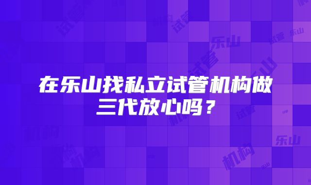 在乐山找私立试管机构做三代放心吗?