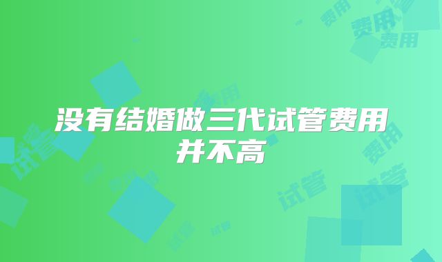 没有结婚做三代试管费用并不高