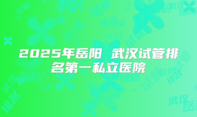 2025年岳阳 武汉试管排名第一私立医院