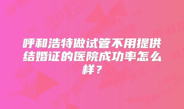 呼和浩特做试管不用提供结婚证的医院成功率怎么样？
