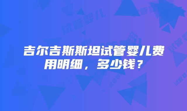 吉尔吉斯斯坦试管婴儿费用明细，多少钱？