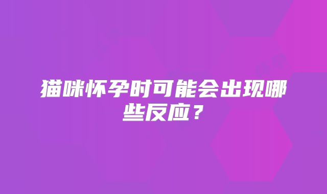 猫咪怀孕时可能会出现哪些反应？