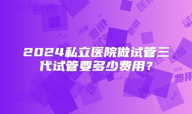 2024私立医院做试管三代试管要多少费用？