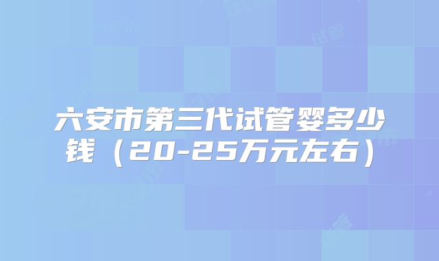 六安市第三代试管婴多少钱（20-25万元左右）