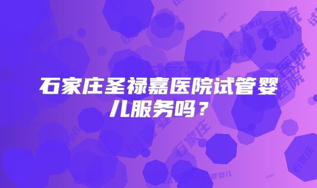 石家庄圣禄嘉医院试管婴儿服务吗？