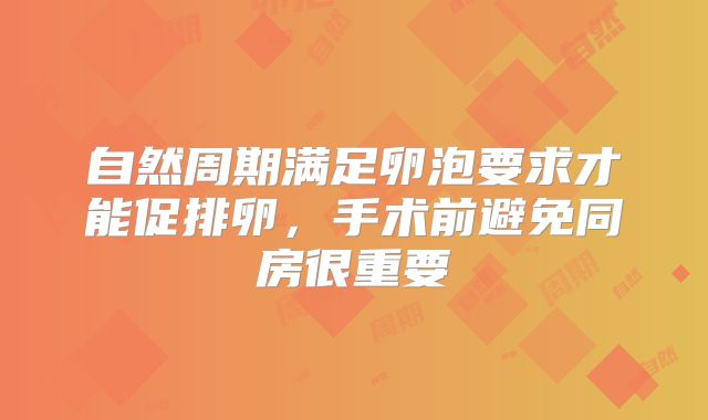 自然周期满足卵泡要求才能促排卵，手术前避免同房很重要