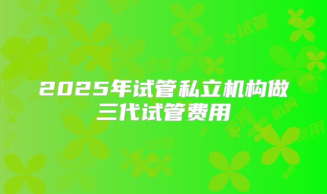 2025年试管私立机构做三代试管费用
