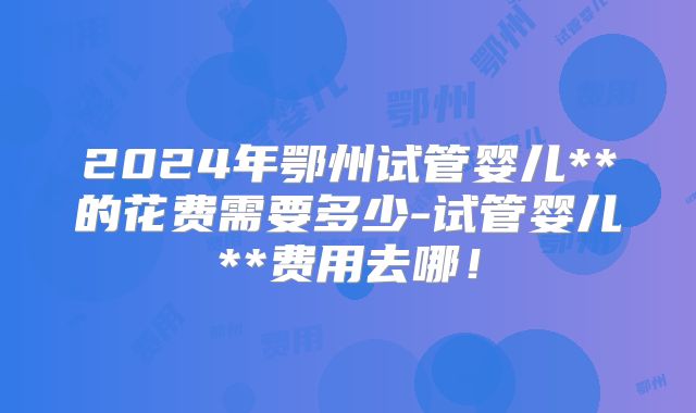 2024年鄂州试管婴儿**的花费需要多少-试管婴儿**费用去哪！