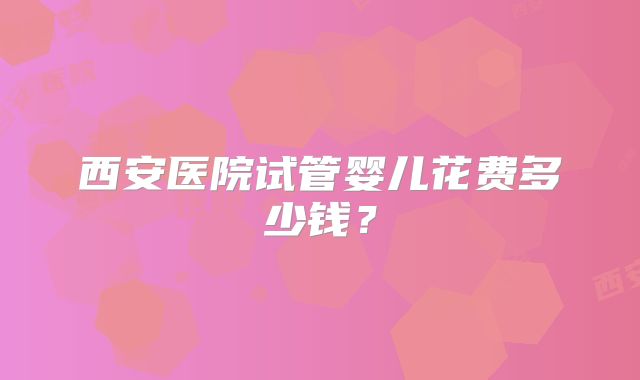 西安医院试管婴儿花费多少钱？