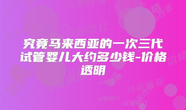 究竟马来西亚的一次三代试管婴儿大约多少钱-价格透明