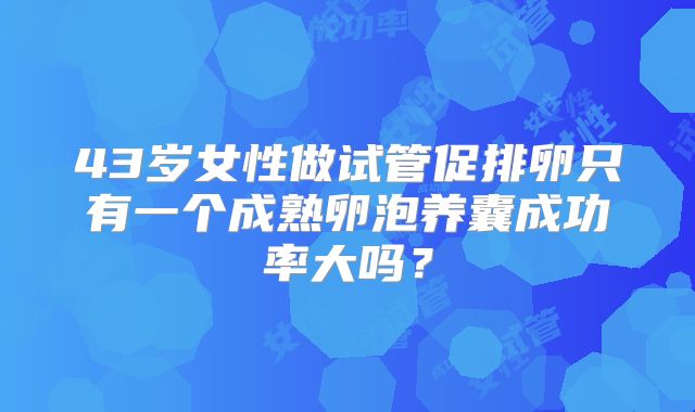 43岁女性做试管促排卵只有一个成熟卵泡养囊成功率大吗?