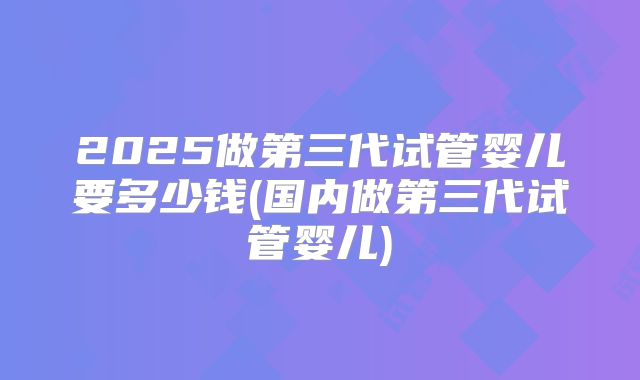 2025做第三代试管婴儿要多少钱(国内做第三代试管婴儿)