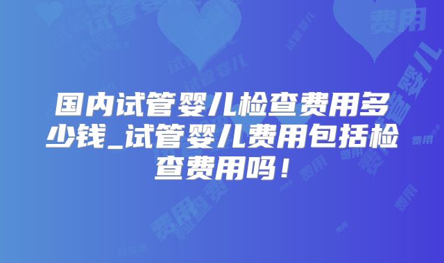 国内试管婴儿检查费用多少钱_试管婴儿费用包括检查费用吗！